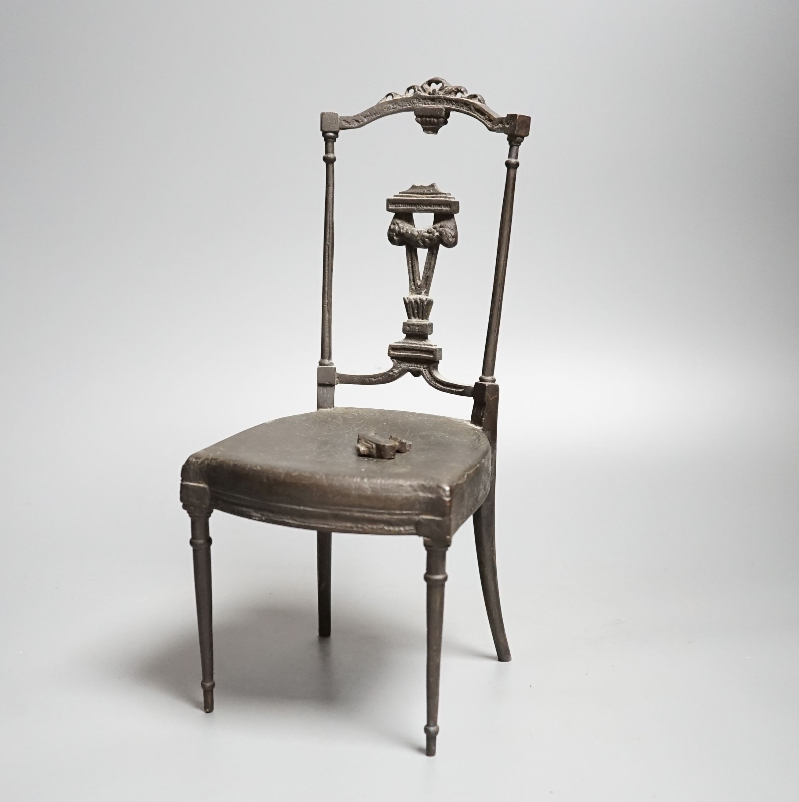 A Berlin style bronze model of a dining chair, height 32cm